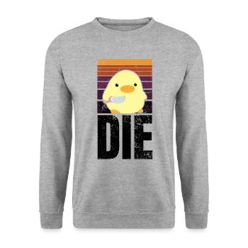 LE Canard Die Die avec Couteau Canard Avec Couteau Mème - Sweat-shirt Unisexe - gris chiné - Devant - Alina (178cm) & Michal (187cm)