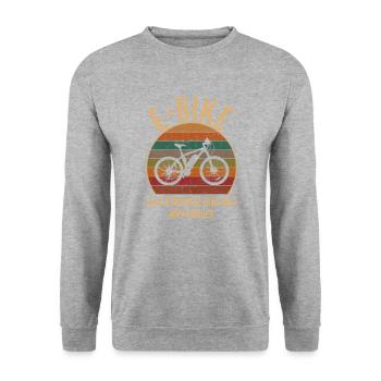 e bike like a normal bike, bicycling cycling e bik - Unisex Pullover - Weißgrau meliert - Vorne - Alina (178cm) & Michal (187cm)