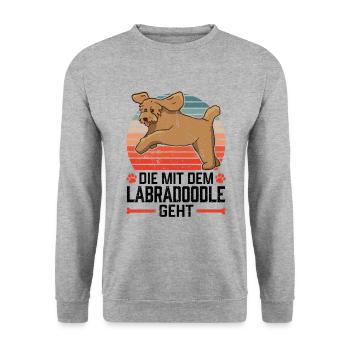 Die mit dem Labradoodle Australian Labradoodle - Unisex Pullover - Weißgrau meliert - Vorne - Alina (178cm) & Michal (187cm)