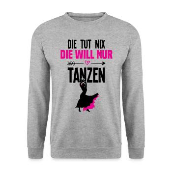 Die Tut Nix Die Will Nur Tanzen Tanzpaar Tänzer Ta - Unisex Pullover - Weißgrau meliert - Vorne - Alina (178cm) & Michal (187cm)