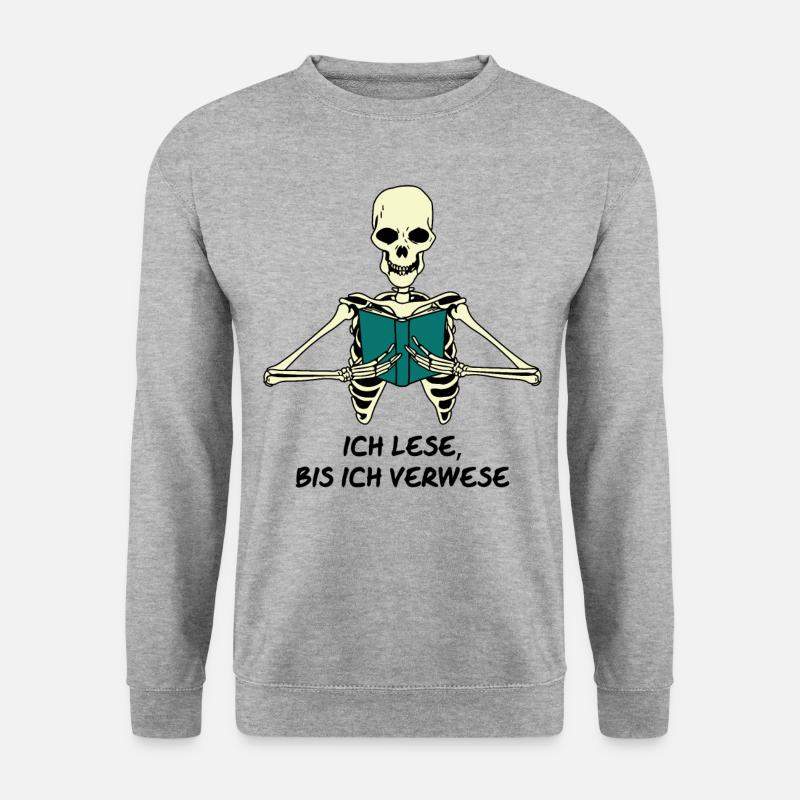 Ich Lese Bis Ich Verwese Leseratte Bücherwurm Roma - Unisex Pullover - Weißgrau meliert