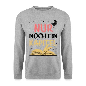 Nur Noch Ein Kapitel Bücherwurm Lesen Roman Lektür - Unisex Pullover - Weißgrau meliert - Vorne - Alina (178cm) & Michal (187cm)