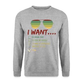 I Want To Break Free Sunglasses Summer - Unisex Sweatshirt - salt & pepper - Front - Alina (178cm) & Michal (187cm)