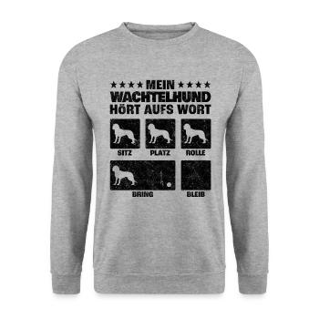 Wachtelhund Hundetricks Deutscher Wachtelhund - Unisex Pullover - Weißgrau meliert - Vorne - Alina (178cm) & Michal (187cm)