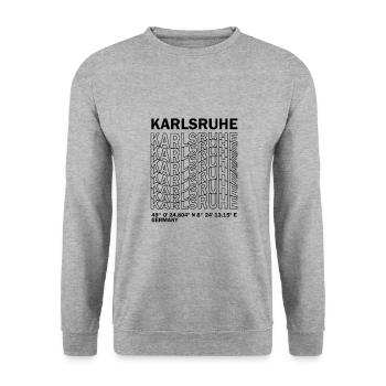 Karlsruhe Koordinaten - Unisex Pullover - Weißgrau meliert - Vorne - Alina (178cm) & Michal (187cm)