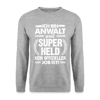 Ich Bin Anwalt Weil Superheld Kein Job Ist Rechtsa - Unisex Pullover - Weißgrau meliert - Vorne - Alina (178cm) & Michal (187cm)