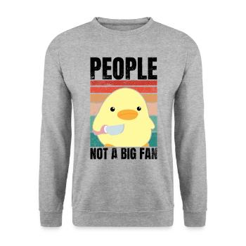 Duck With Knife - People Not A Big Fan - Unisex Sweatshirt - salt & pepper - Front - Alina (178cm) & Michal (187cm)