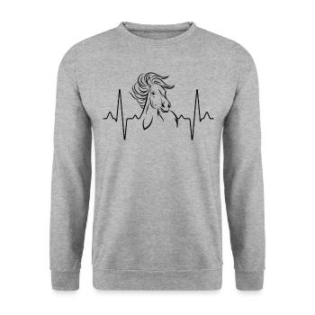 Pferd Herzschlag - Unisex Pullover - Weißgrau meliert - Vorne - Alina (178cm) & Michal (187cm)