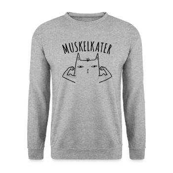 Fitness Fitnesstrainer Bodybuilder Muskelkater Gym - Unisex Pullover - Weißgrau meliert - Vorne - Alina (178cm) & Michal (187cm)