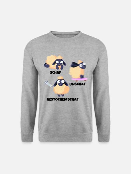 Schaf Unschaf Gestochen Schaf Wortspiel - Unisex Pullover - Weißgrau meliert