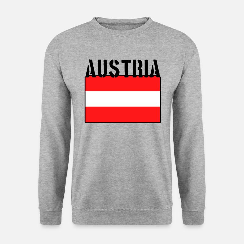 Österreich Flagge - Unisex Pullover - Weißgrau meliert