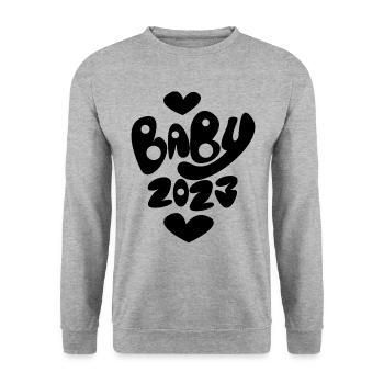 Baby 2023 - Unisex Pullover - Weißgrau meliert - Vorne - Alina (178cm) & Michal (187cm)