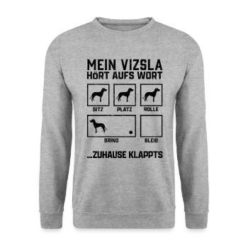 Magyar Vizsla Hundetricks Ungarischer Vorstehhund - Unisex Pullover - Weißgrau meliert - Vorne - Alina (178cm) & Michal (187cm)
