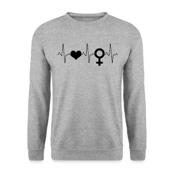 Woman's symbol heartbeat - Unisex Sweatshirt - salt & pepper - Front - Alina (178cm) & Michal (187cm)