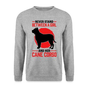 Girl with Cane Corso Italiano Great Dane - Unisex Sweatshirt - salt & pepper - Front - Alina (178cm) & Michal (187cm)