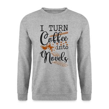 Writing Coffee Novel Writer & - Unisex Sweatshirt - salt & pepper - Front - Alina (178cm) & Michal (187cm)