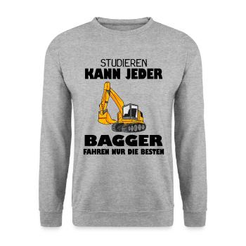 Bagger Baggerfahrer Spruch - Unisex Pullover - Weißgrau meliert - Vorne - Alina (178cm) & Michal (187cm)