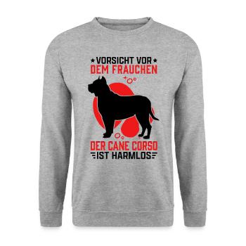 Cane Corso Frauchen Cane Corso Italiano - Unisex Pullover - Weißgrau meliert - Vorne - Alina (178cm) & Michal (187cm)
