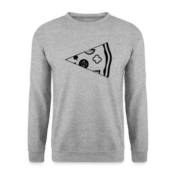 Pizza Pärchen Couple Shirt - Unisex Pullover - Weißgrau meliert - Vorne - Alina (178cm) & Michal (187cm)