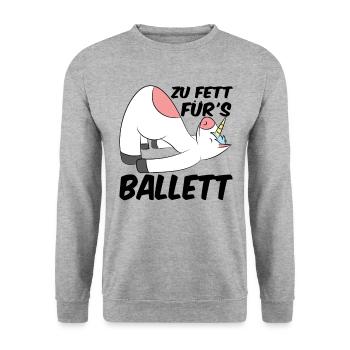 Zu Fett Für Ballett Tänzer Ballerina Tanzen Tanzku - Unisex Pullover - Weißgrau meliert - Vorne - Alina (178cm) & Michal (187cm)