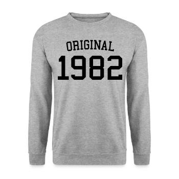 Original 1982 - 40 Jahre alt - Geschenk zum 40. Geburtstag - Unisex Pullover - Weißgrau meliert - Vorne - Alina (178cm) & Michal (187cm)