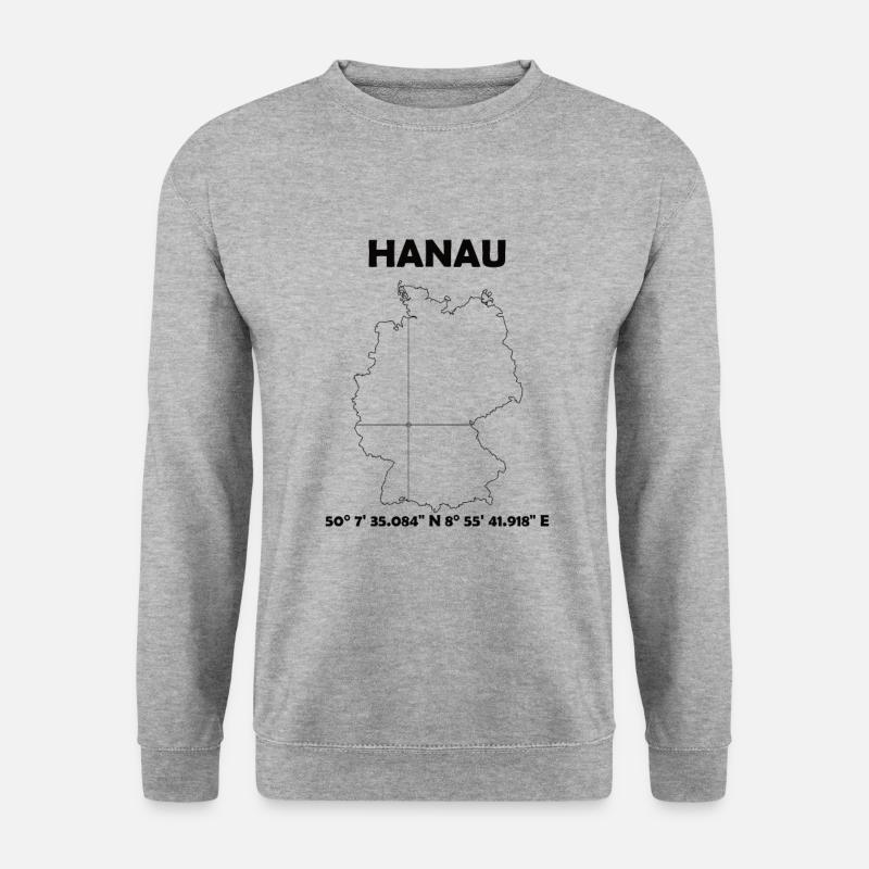 Hanau Karte - Unisex Pullover - Weißgrau meliert