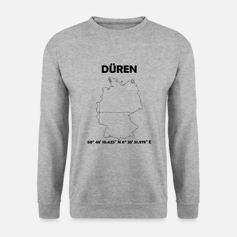 Düren Karte - Unisex Pullover - Weißgrau meliert