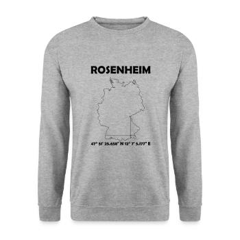 Rosenheim Karte - Unisex Pullover - Weißgrau meliert - Vorne - Alina (178cm) & Michal (187cm)