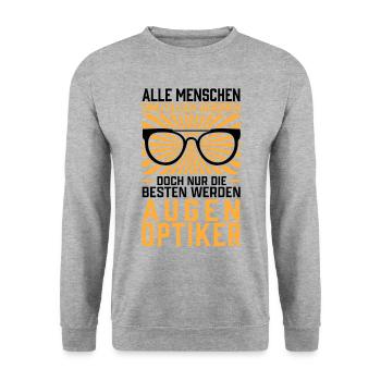Die Besten werden Augenoptiker Optometrist - Unisex Pullover - Weißgrau meliert - Vorne - Alina (178cm) & Michal (187cm)