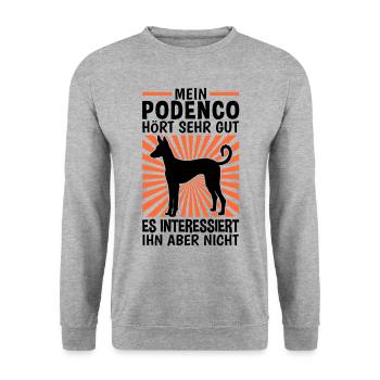 Podenco Ibicenco hört gut Ibizan Hound - Unisex Pullover - Weißgrau meliert - Vorne - Alina (178cm) & Michal (187cm)