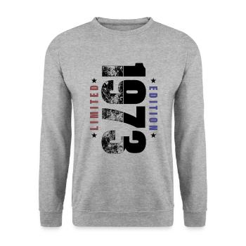 Grunge Birthday Limited Edition 1973 Naissance 1973 - Sweat-shirt Unisexe - gris chiné - Devant - Alina (178cm) & Michal (187cm)