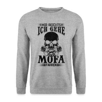 Moped Dirtbike Motorrad - Mir Reichts ich gehe - Unisex Pullover - Weißgrau meliert - Vorne - Alina (178cm) & Michal (187cm)