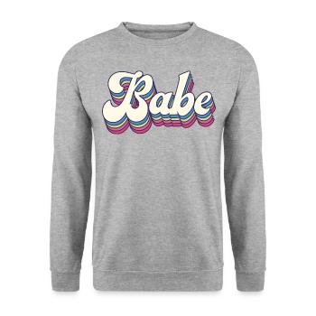 Retro Style Babe - Bachelorette Party Gift - Unisex Sweatshirt - salt & pepper - Front - Alina (178cm) & Michal (187cm)
