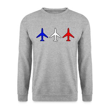Flugzeug Flugzeuge - Unisex Pullover - Weißgrau meliert - Vorne - Alina (178cm) & Michal (187cm)