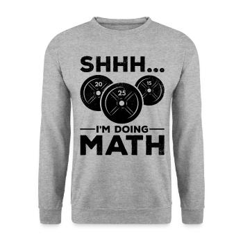 Shhh I'm doing Math Gym Fitness Training - Unisex Pullover - Weißgrau meliert - Vorne - Alina (178cm) & Michal (187cm)