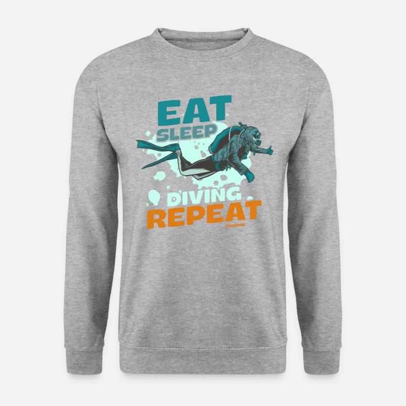 Eat Sleep Diving Repeat - Unisex Pullover - Weißgrau meliert