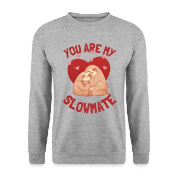 You Are My Slowmate - Valentine's Day Sloths - Unisex Sweatshirt - salt & pepper - Front - Alina (178cm) & Michal (187cm)
