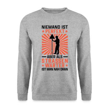 Straßenwärter perfekt Chausseewärter Straßenwart - Unisex Pullover - Weißgrau meliert - Vorne - Alina (178cm) & Michal (187cm)