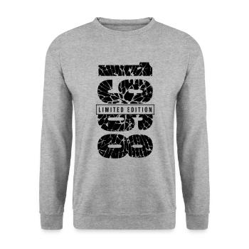 1968 Édition limitée Année de naissance 1968 Décoration Grunge - Sweat-shirt Unisexe - gris chiné - Devant - Alina (178cm) & Michal (187cm)
