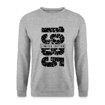 1985 Édition limitée Année de naissance 1985 Décoration Grunge - Sweat-shirt Unisexe - gris chiné - Devant - Alina (178cm) & Michal (187cm)