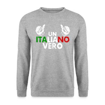Italiano this is what an Italian looks like - Unisex Sweatshirt - salt & pepper - Front - Alina (178cm) & Michal (187cm)