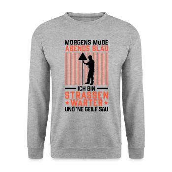 Ich bin Straßenwärter Chausseewärter Straßenwart - Unisex Pullover - Weißgrau meliert - Vorne - Alina (178cm) & Michal (187cm)