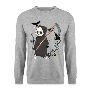 Natur Reinkarnation Leben Ende Tod Friedhof Sense - Unisex Pullover - Weißgrau meliert - Vorne - Alina (178cm) & Michal (187cm)