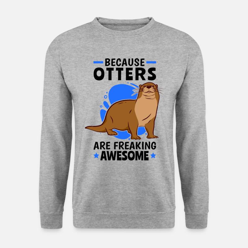 Otter sind fantastisch Fischotter Seeotter - Unisex Pullover - Weißgrau meliert