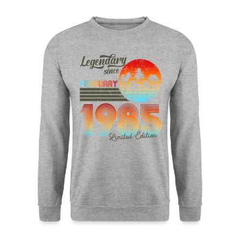 Légendaire depuis février 1984 - Sweat-shirt Unisexe - gris chiné - Devant - Alina (178cm) & Michal (187cm)