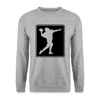 Football Footballer Logo - Unisex Sweatshirt - salt & pepper - Front - Alina (178cm) & Michal (187cm)