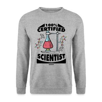 100% Certified Scientist - Unisex Pullover - Weißgrau meliert - Vorne - Alina (178cm) & Michal (187cm)