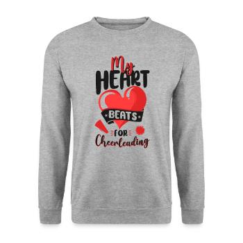 Cheer Cheerleading Heart My Heart - Unisex Pullover - Weißgrau meliert - Vorne - Alina (178cm) & Michal (187cm)