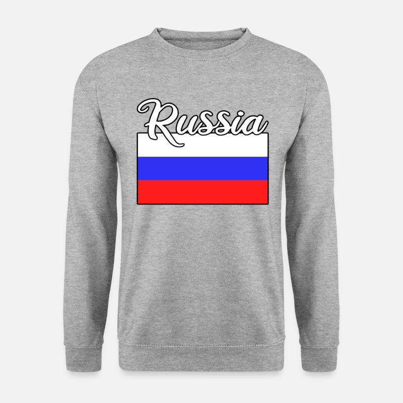 Russland Russia Flagge - Unisex Pullover - Weißgrau meliert