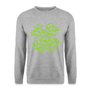 Shamrock Graphic St. Patrick's Day Green Ireland L - Unisex Pullover - Weißgrau meliert - Vorne - Alina (178cm) & Michal (187cm)